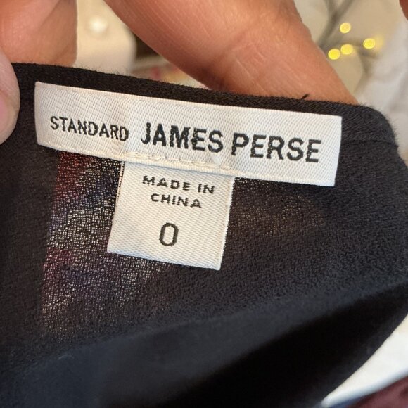 JAMES PERSE Black Long Sleeve Linen Blend Henley Dress Size 0 - Picture 5 of 6